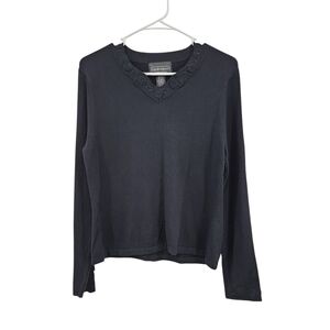 Carol Anderson Women's Silk Blend Crocheted Long Sleeves Top